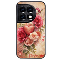 Coque noire taperso pour OnePlus 11 et 12 avec motif coeur et fleur personnalisee protection antichoc personnalisée