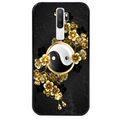 Coque noire taperso pour OPPO A5 A9 2020 avec motif yin yang et fleur protection antichoc personnalisée