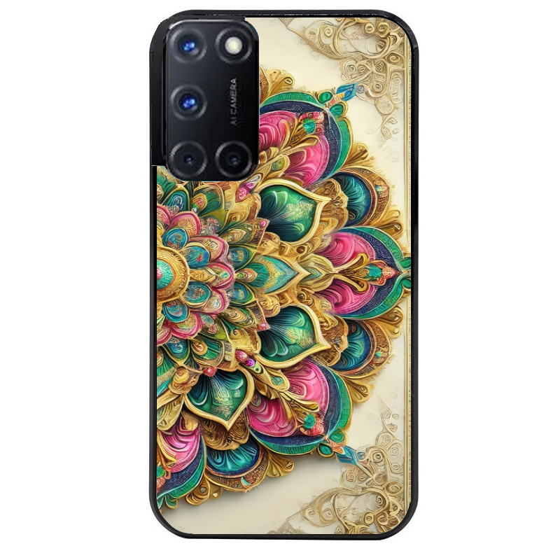 Coque noire taperso pour OPPO A72 4G avec motif mandala 3 protection antichoc personnalisée