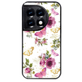 Coque noire taperso pour OnePlus 11 et 12 avec motif fleur et papillon protection antichoc personnalisée