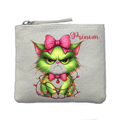 Porte monnaie personnalisé noel grinch chat ivoire en feutrine en feutrine ivoire