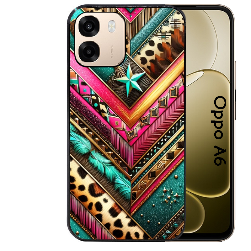 Coque noire taperso pour OPPO A6 A6X 4G et 5G avec motif chevron texas protection antichoc personnalisée
