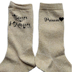Chaussettes personnalisée paillettes doré motif soeur d'amour