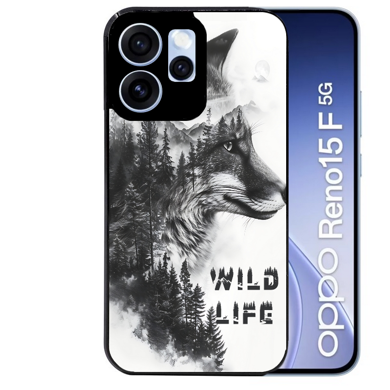 Coque noire taperso pour OPPO Reno 15 et F FS 5G avec motif renard fox wild protection antichoc personnalisée