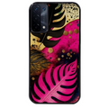 Coque noire taperso pour OPPO A54 et A74 5G avec motif tropical rose et des fleurs protection antichoc personnalisée
