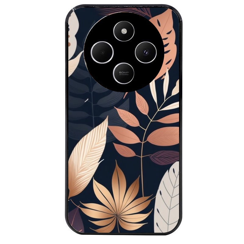 Coque noire taperso pour POCO C75 avec motif jungle et feuilles protection antichoc personnalisée