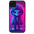 Coque noire taperso pour galaxy A22 A32 A52 A52S 4G 5G  avec motif tete de mort skull fluo protection antichoc personnalisée