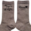 Chaussettes personnalisée paillettes bronze motif super copine