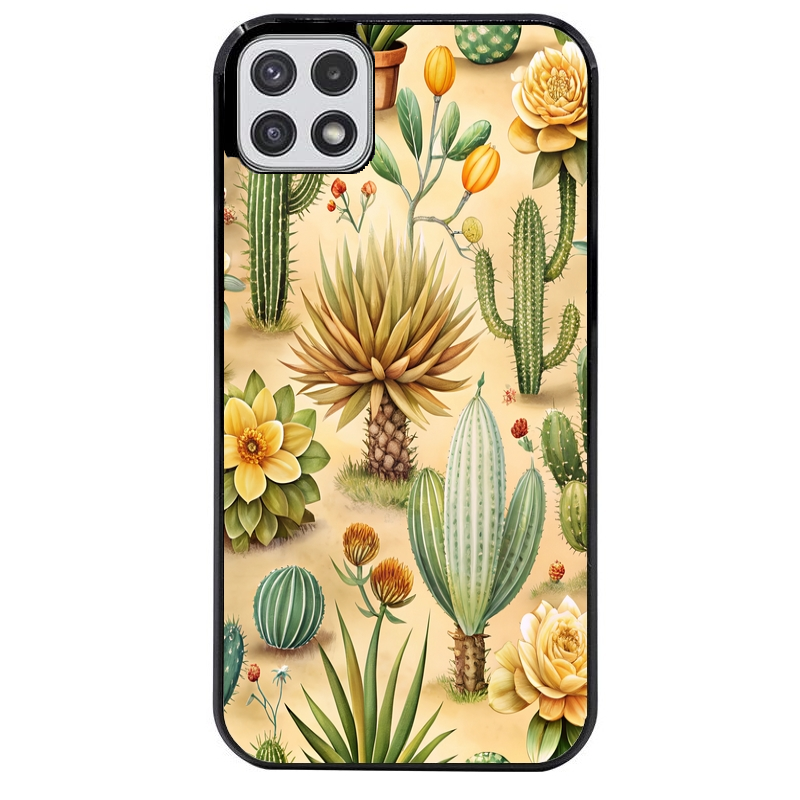 Coque noire taperso pour galaxy A22 A32 A52 A52S 4G 5G  avec motif cactus et succulent protection antichoc personnalisée