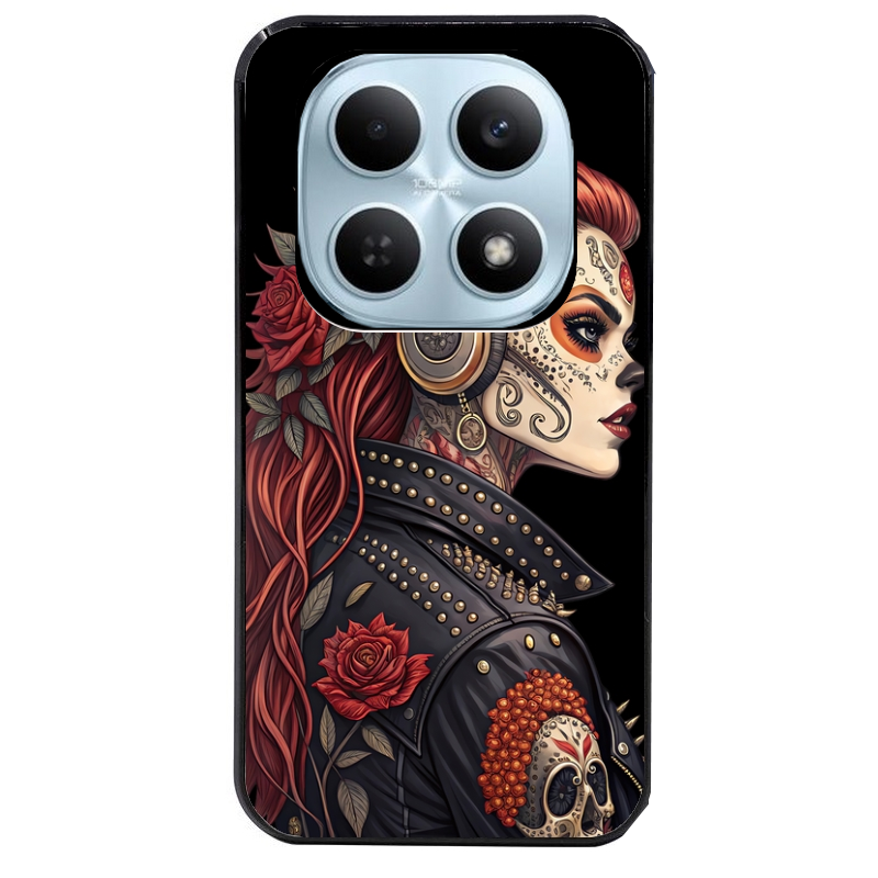 Coque noire taperso pour POCO M8 5G et PRO 5G avec motif tete de mort rock protection antichoc personnalisée