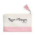Pochette personnalisée motif soeur d'amour en toile et simili cuir personnalisée