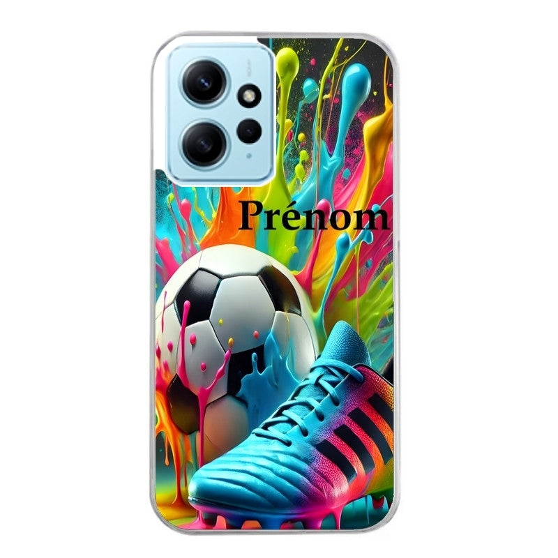 Coque taperso pour Redmi Note 12 4G 5G PRO 4G avec motif foot tricolore personnalisee protection antichoc personnalisée
