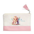 Pochette personnalisée motif fée lapin en toile et simili cuir personnalisée