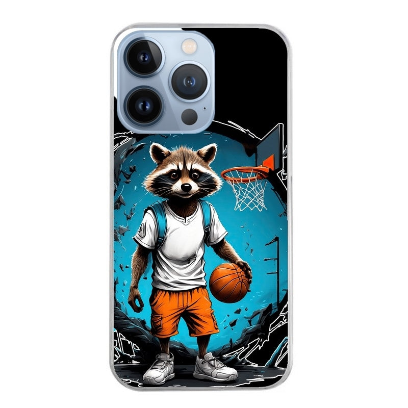 Coque taperso pour Iphone 13 et PRO MINI PRO MAX avec motif basket racoon protection antichoc personnalisée