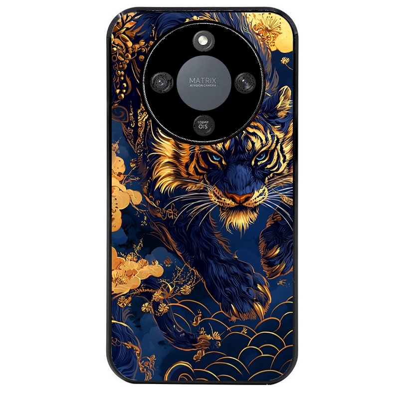 Coque noire taperso pour Honor X9A avec motif tigre et fleur protection antichoc personnalisée