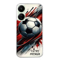 Coque taperso pour POCO C65 4G avec motif ballon foot avec prenom protection antichoc personnalisée