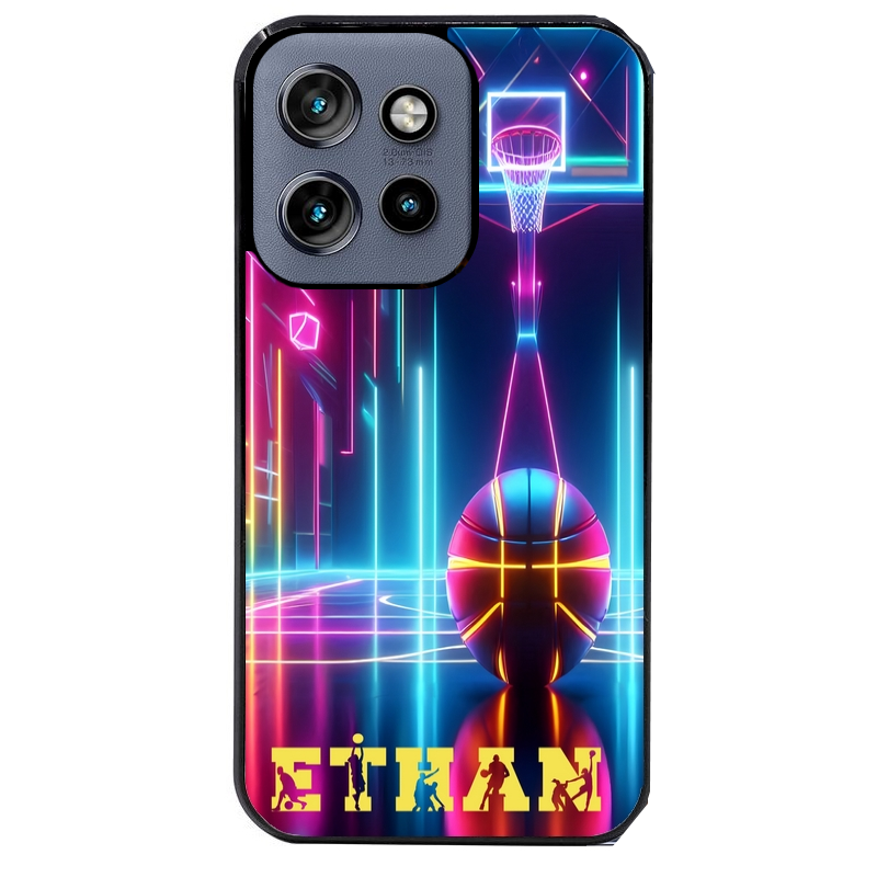 Coque noire taperso pour Moto Edge 60 et Neo Fusion Pro avec motif basket electro personnalisee protection antichoc personnalisée