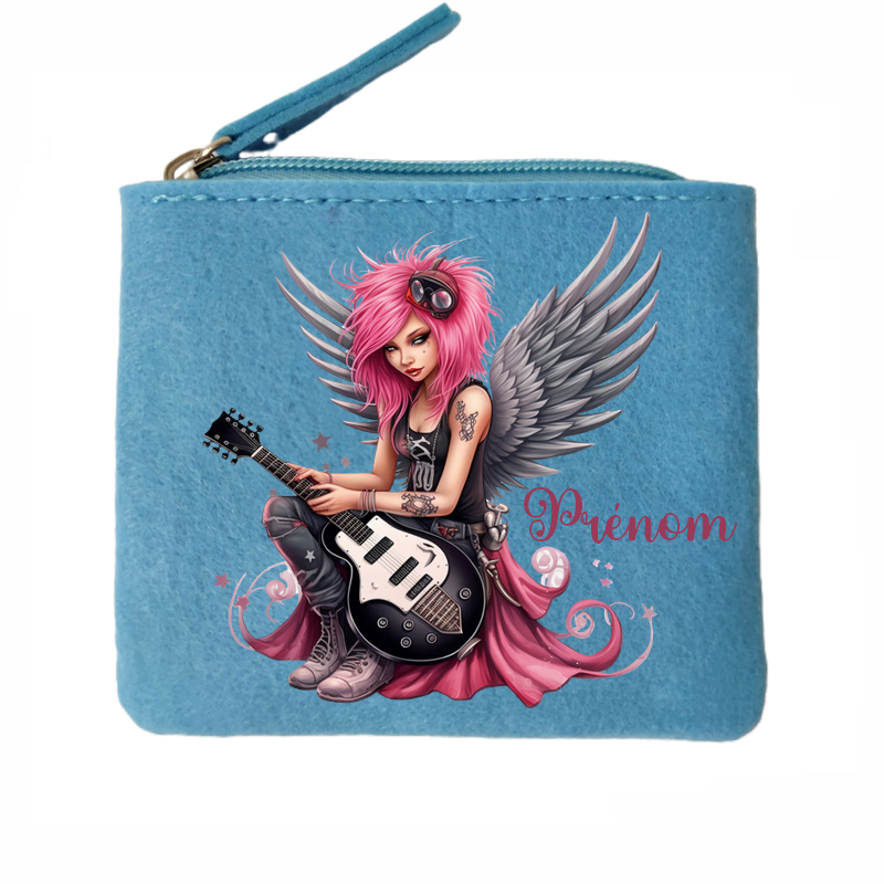 Porte monnaie personnalisé fee rock en feutrine en feutrine