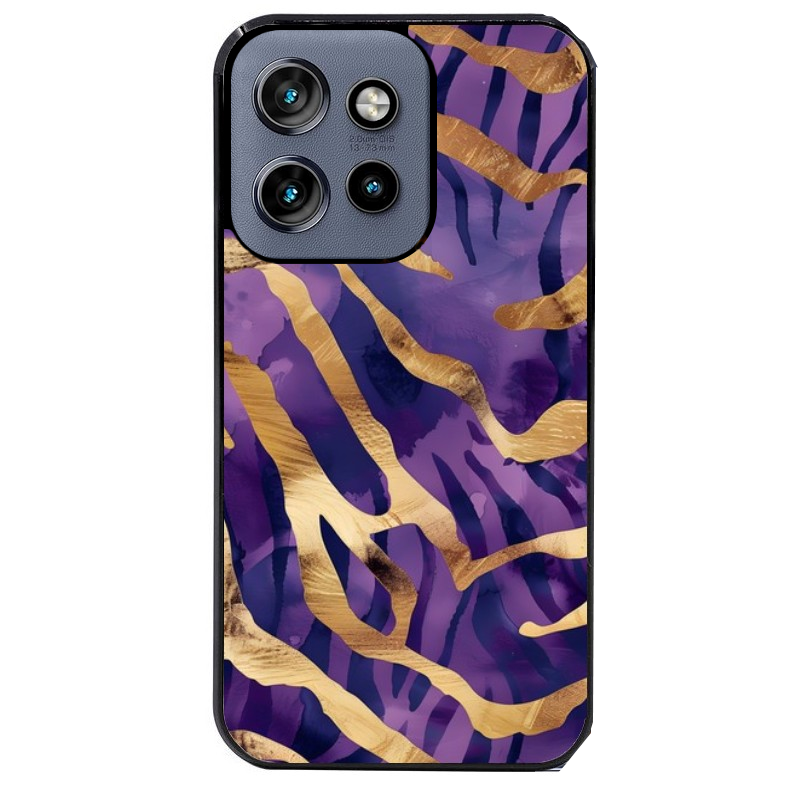 Coque noire taperso pour Moto Edge 60 et Neo Fusion Pro avec motif zebre violet protection antichoc personnalisée