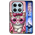 Coque noire taperso pour Redmi Note 15 et PRO PLUS 4G 5G avec motif chat lunettes protection antichoc personnalisée