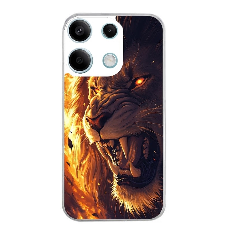 Coque taperso pour POCO M6 PRO 4G avec motif lion flamme protection antichoc personnalisée