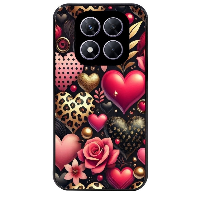 Coque noire taperso pour Redmi Note 14 et PRO PLUS 4G 5G avec motif coeur et leopard protection antichoc personnalisée