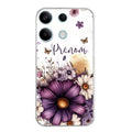 Coque taperso pour POCO X6 5G avec motif fleur violette personnalisee protection antichoc personnalisée