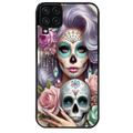 Coque noire taperso pour galaxy A22 A32 A52 A52S 4G 5G  avec motif tete de mort calavera bijoux protection antichoc personnalisée