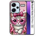 Coque noire taperso pour Redmi Note 13 PRO PLUS 5G avec motif chat lunettes protection antichoc personnalisée