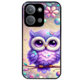 Coque noire taperso pour POCO C85 avec motif chouette violette protection antichoc personnalisée