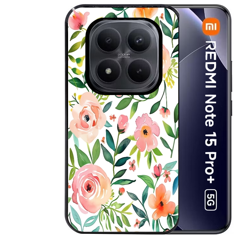 Coque noire taperso pour Redmi Note 15 et PRO PLUS 4G 5G avec motif fleur des champs protection antichoc personnalisée