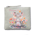 Porte monnaie personnalisé chat zen ivoire en feutrine en feutrine ivoire