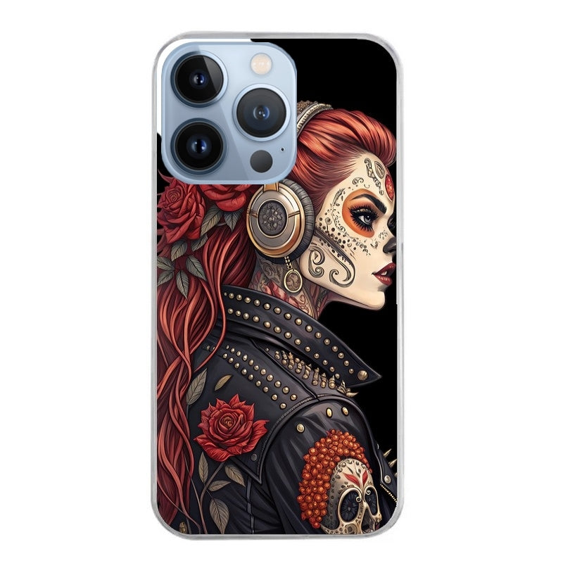 Coque taperso pour Iphone 12 et PRO MINI PRO MAX avec motif tete de mort rock protection antichoc personnalisée
