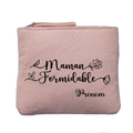 Porte monnaie personnalisé motif maman formidable rose clair en feutrine en feutrine