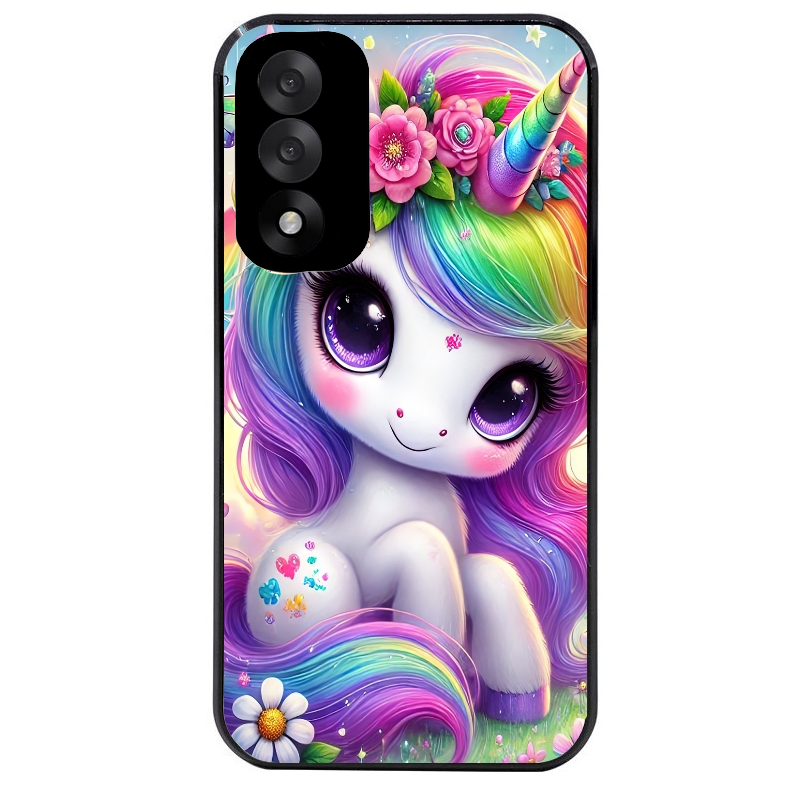 Coque noire taperso pour OnePlus Nord 5 avec motif licorne et fleurs protection antichoc personnalisée