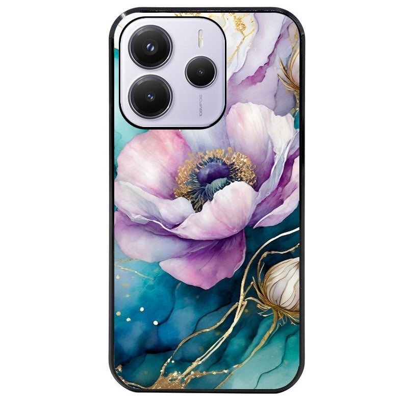 Coque noire taperso pour Redmi Note 14 et PRO PLUS 4G 5G avec motif marbre fleur protection antichoc personnalisée