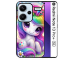 Coque noire taperso pour Redmi Note 13 PRO PLUS 5G avec motif licorne et fleurs protection antichoc personnalisée
