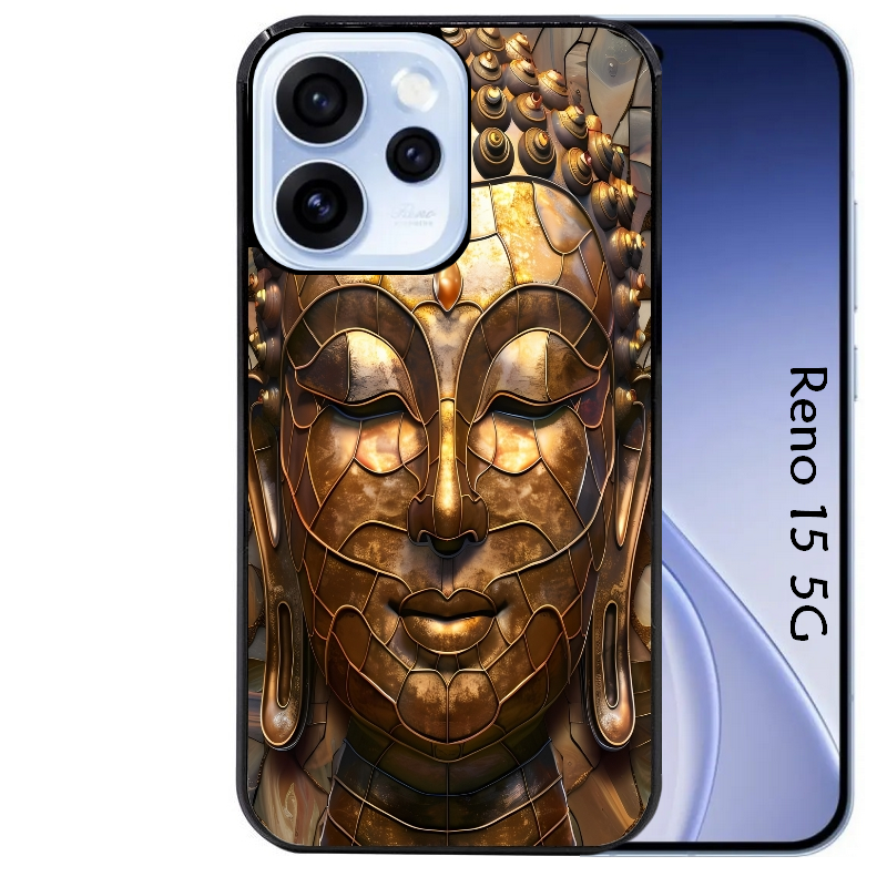 Coque noire taperso pour OPPO Reno 15 et F FS 5G avec motif bouddha et mosaique protection antichoc personnalisée