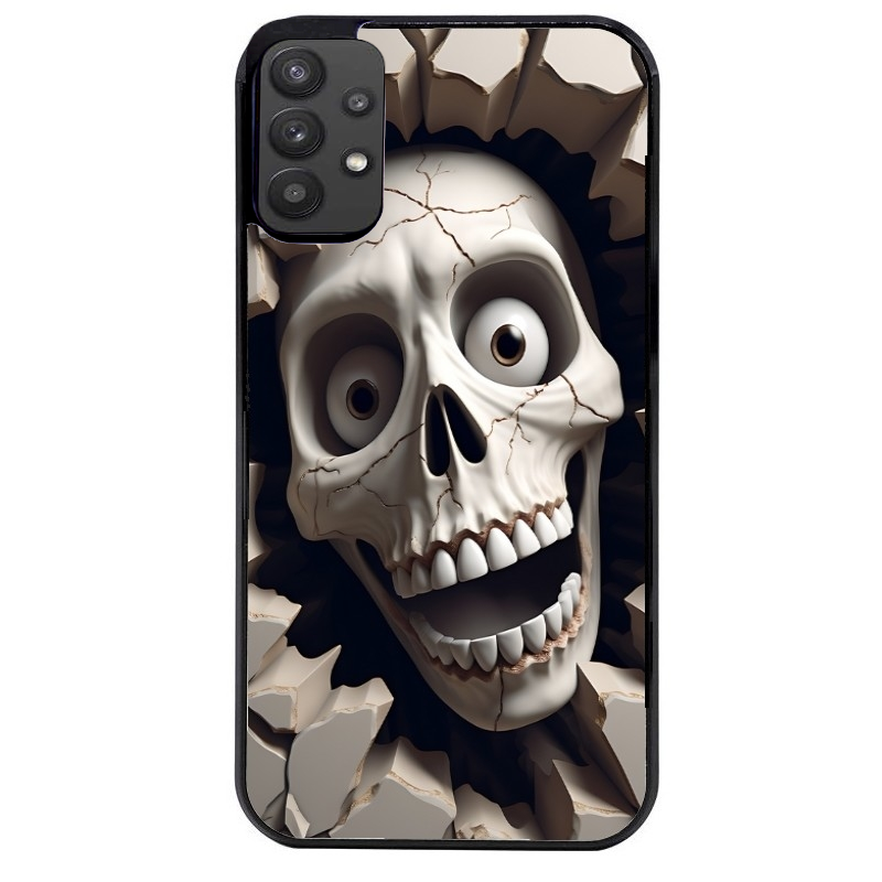 Coque noire taperso pour galaxy A22 A32 A52 A52S 4G 5G  avec motif tete de mort smile protection antichoc personnalisée