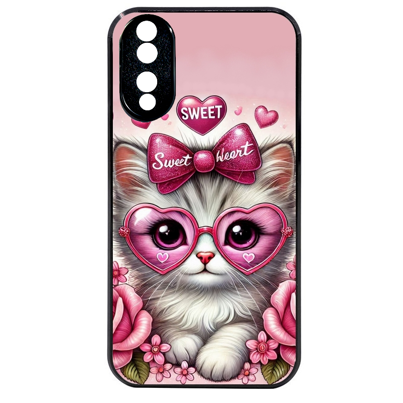 Coque noire taperso pour Honor 70 LITE 90 et LITE avec motif chat lunettes protection antichoc personnalisée