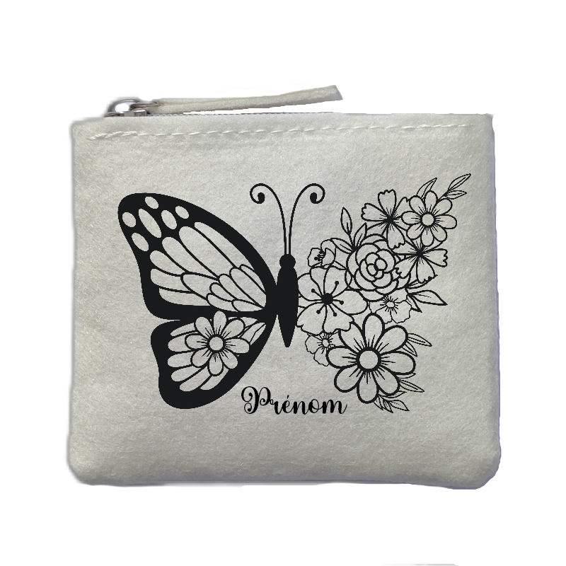 Chaussettes personnalisée paillettes rose motif papillon et fleur