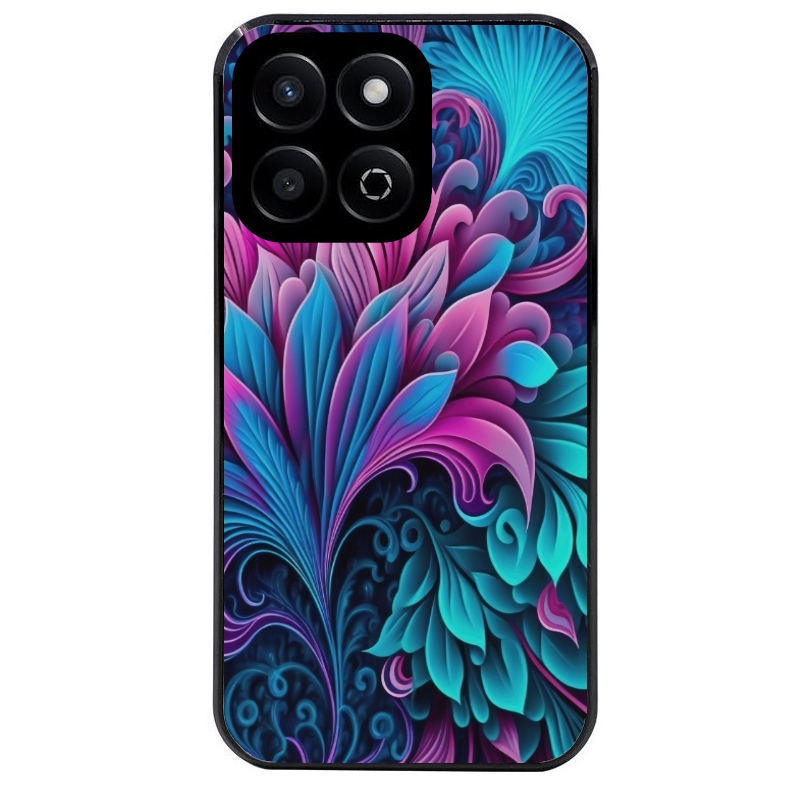 Coque noire taperso pour Honor X6B X5C X5C PLUS avec motif tropical violet et des fleurs protection antichoc personnalisée