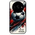 Coque noire taperso pour Redmi A3 avec motif ballon foot avec prenom protection antichoc personnalisée