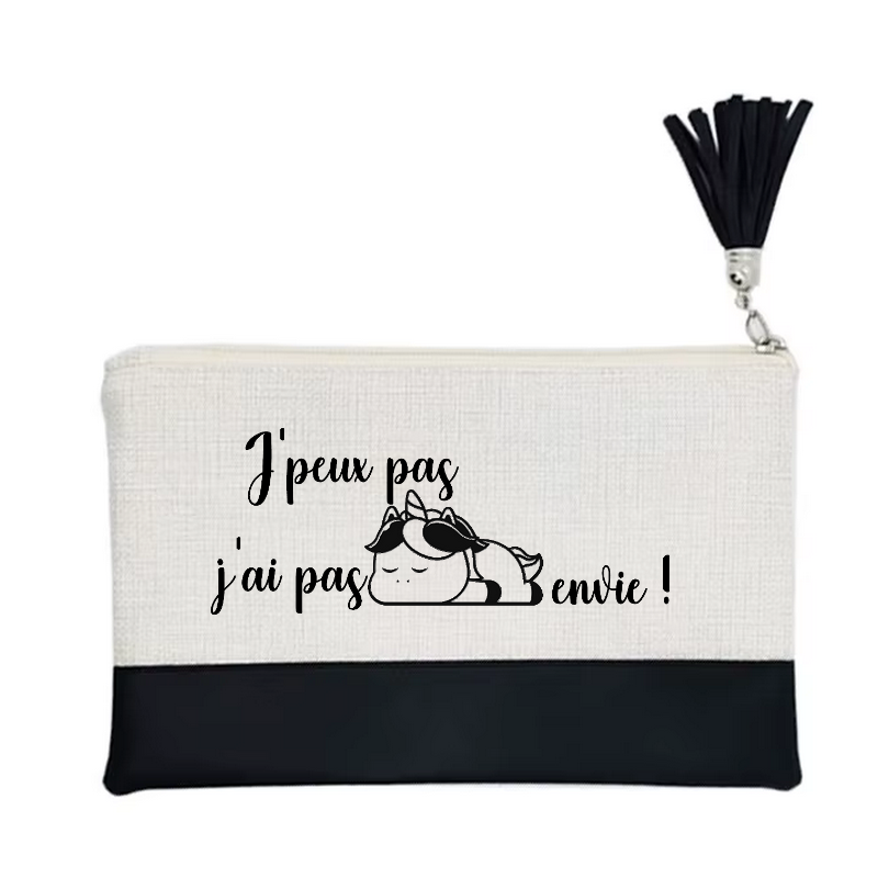 Pochette motif licorne paresseuse en toile et simili cuir
