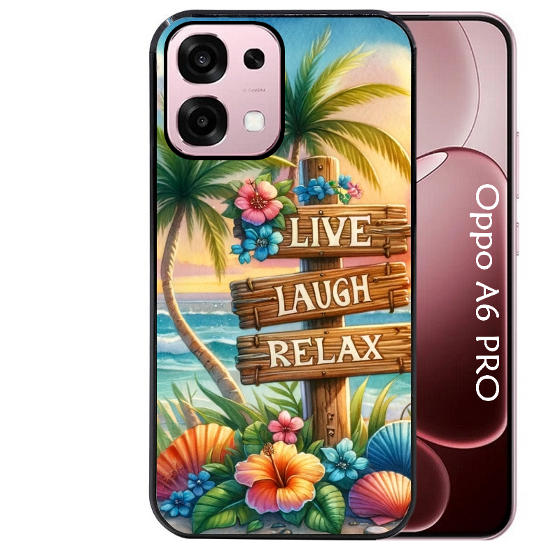 Coque noire taperso pour OPPO A6 PRO 4G et 5G avec motif tropical vacances protection antichoc personnalisée