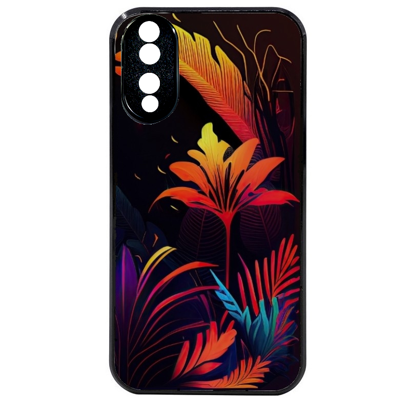 Coque noire taperso pour Honor 70 LITE 90 et LITE avec motif tropical jaune protection antichoc personnalisée