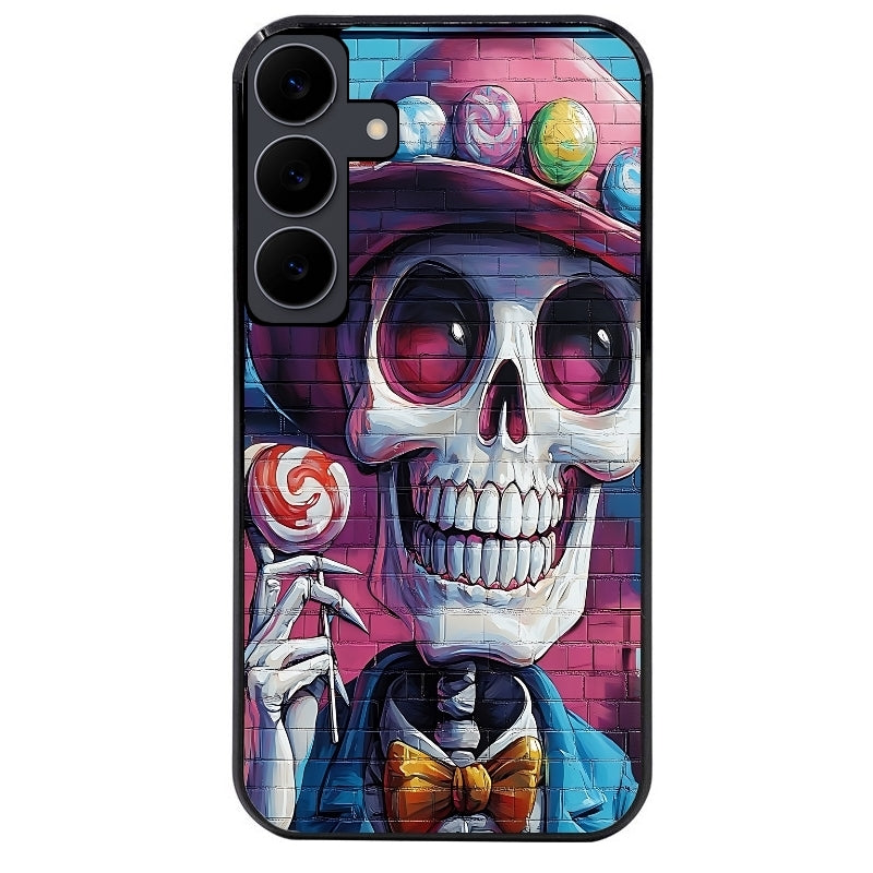 Coque noire taperso pour galaxy A06 A16 A26 A36 A56 avec motif tete de mort tag protection antichoc personnalisée