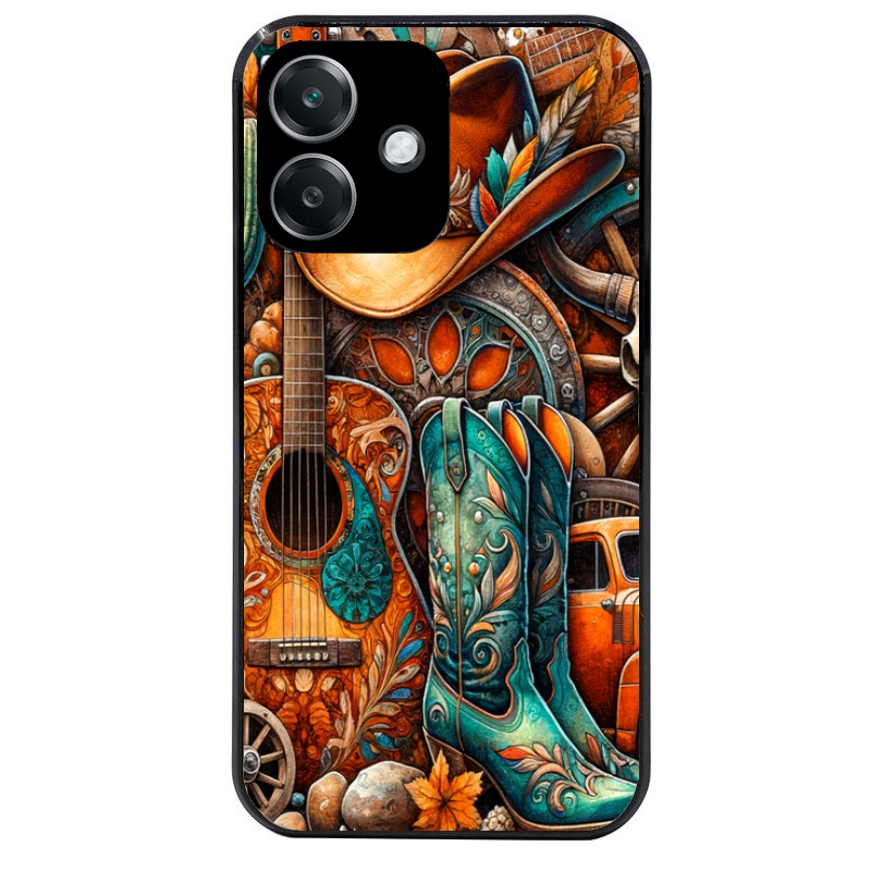 Coque noire taperso pour OPPO A40 avec motif cow boy et texas automne protection antichoc personnalisée