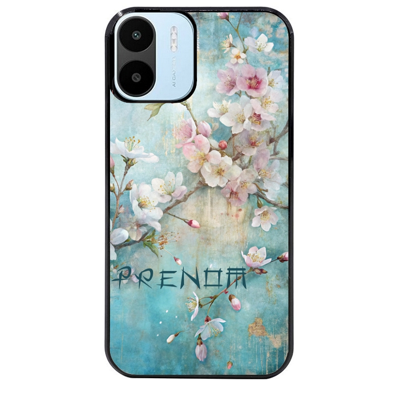 Coque noire taperso pour Redmi A1 et A2 avec motif fleur sakura personnalisee protection antichoc personnalisée