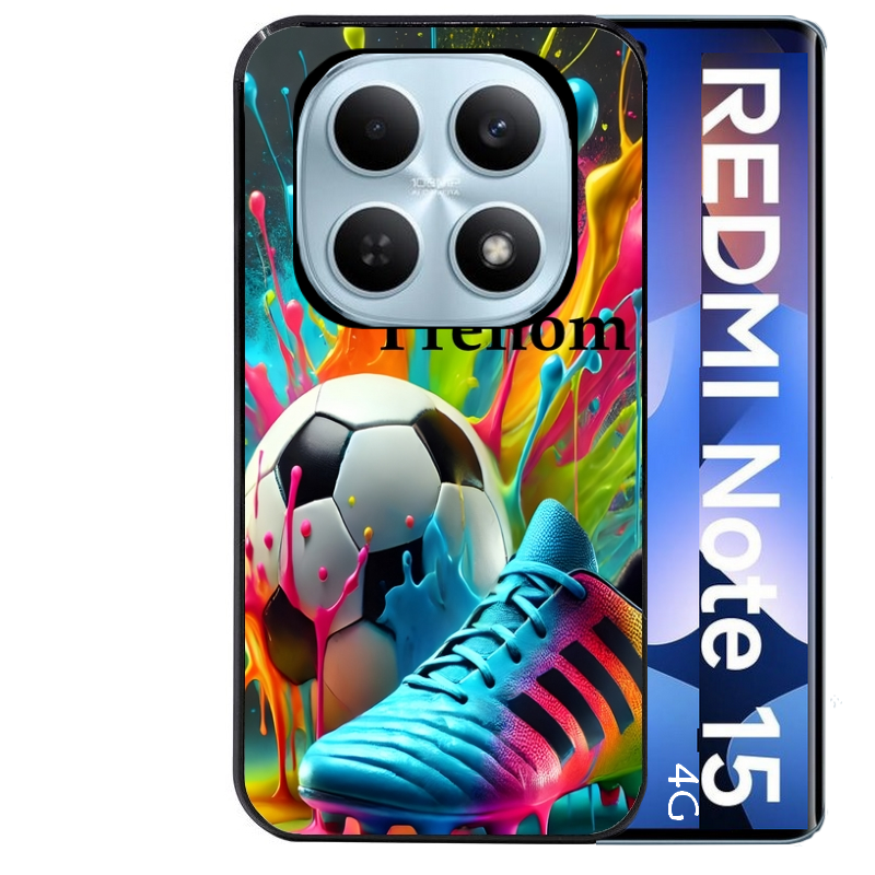 Coque noire taperso pour Redmi Note 15 et PRO PLUS 4G 5G avec motif foot color personnalisee protection antichoc personnalisée